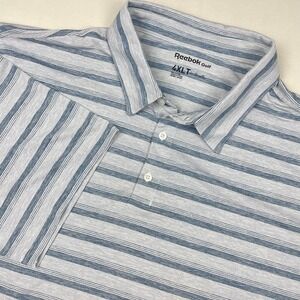 Reebok Golf Mens 4XLT Blue White Striped Short Sleeve Polo Shirt RN 69421
